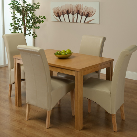Ohio Dining Table And 4 Ivory Chairs 15564 Furniture in