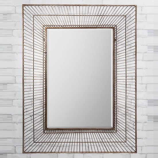 Product photograph of Bamford Wall Mirror Rectangular In Metal Gold Champagne from Furniture in Fashion