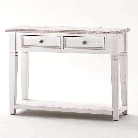 Read more about Opal console table in white pine with 2 drawers