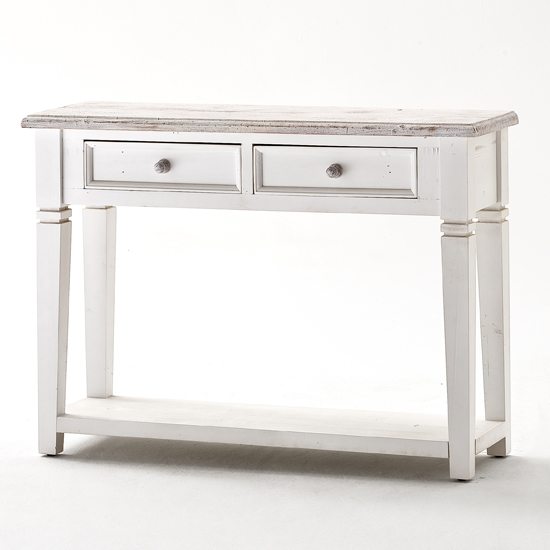 Read more about Opal console table in white pine with 2 drawers