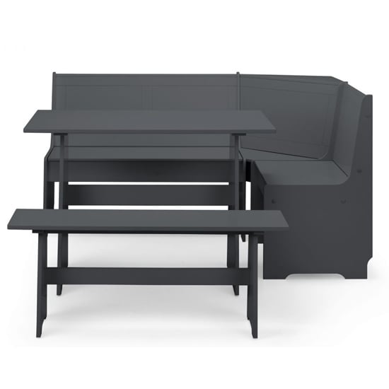 Nadira Corner Anthracite Wooden Dining Table With Storage Bench