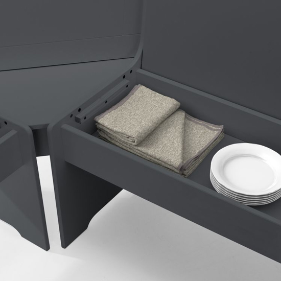 Nadira Corner Anthracite Wooden Dining Table With Storage Bench