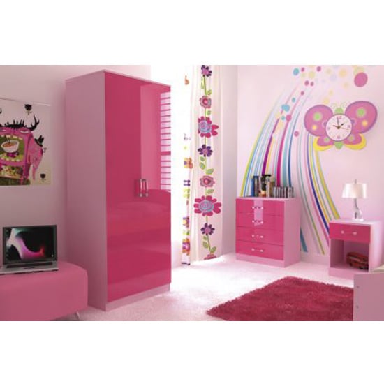 Ottawa 2 Tones 3 Piece Pink High Gloss Bedroom Set - Funky Furniture: Bedroom Design Approaches That Work