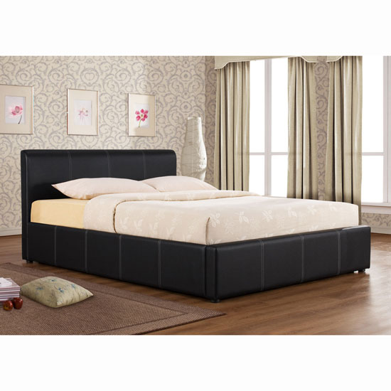 Ottoman Black Faux Leather Bed Furniture in Fashion