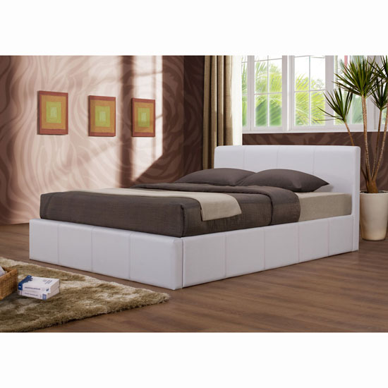 Ottoman White Faux Leather Bed Furniture in Fashion