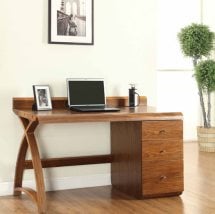 Product photograph of Juoly Single Pedestal Computer Desk In Walnut With 3 Drawer from Furniture in Fashion