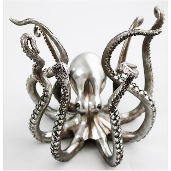 Octopus Sculpture In Silver Finish