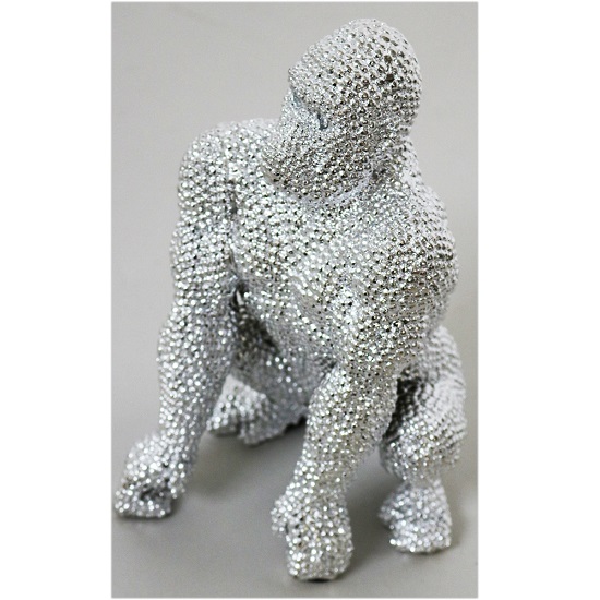 Read more about Jewel gorilla sitting small size sculpture in silver finish