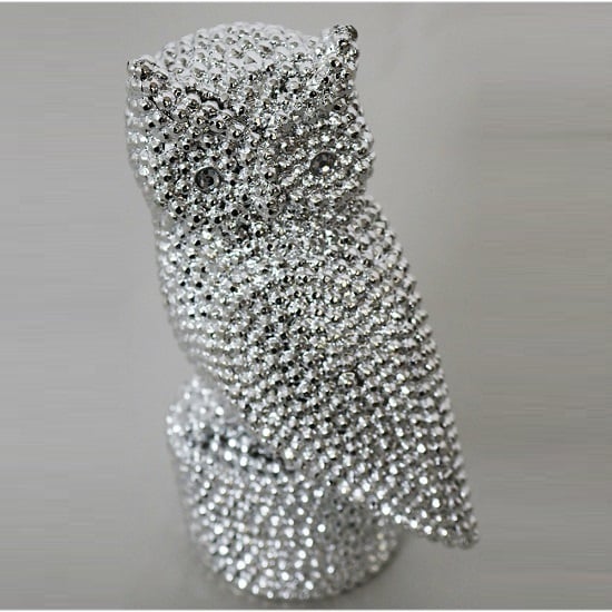 Product photograph of Jewel Owl Sculpture In Silver Finish from Furniture in Fashion