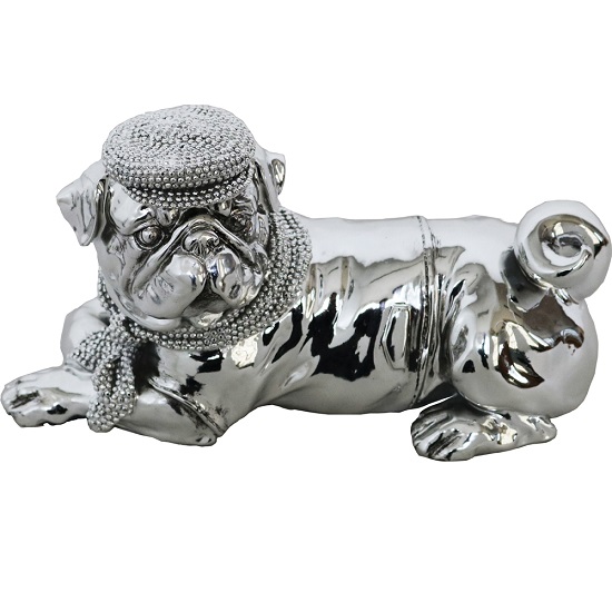 Dog With Hat And Scarf Laying Sculpture