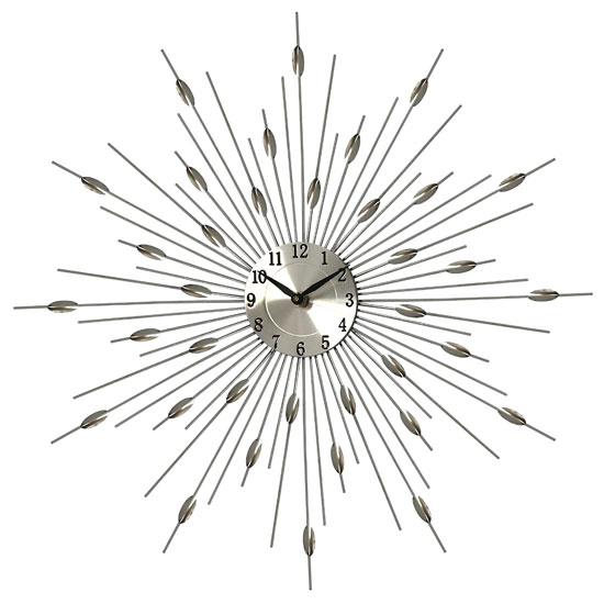 Elliptical Stylish Wall Clock In Silver