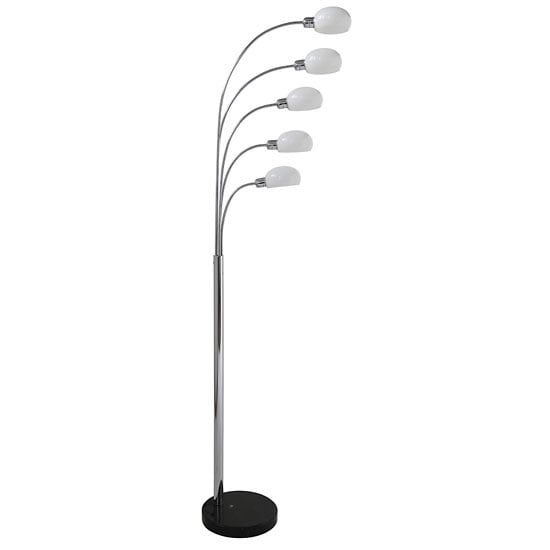 Tupelo Floor Lamp In White With Black Marble Base