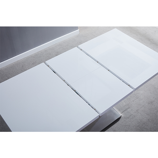 Parini Extending White Gloss Dining Table 6 Vesta White Chairs_4