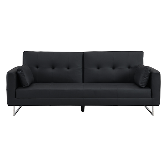 Paris Faux Leather 3 Seater Sofa Bed In Black_3