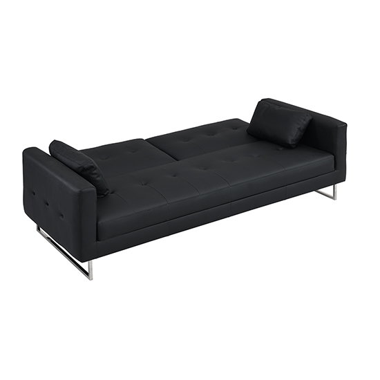 Paris Faux Leather 3 Seater Sofa Bed In Black_4