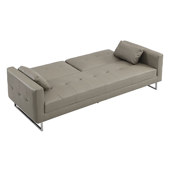 Paris Faux Leather 3 Seater Sofa Bed In Grey_4