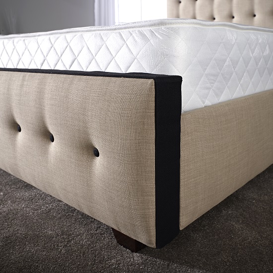 Paulina Bed In Linoso Sand With Dark Wooden Feet_2