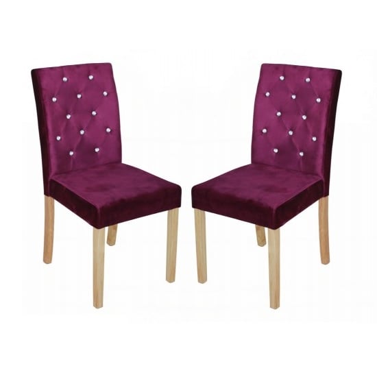 Photo of Kilcon dining chair in purple velvet and diamante in a pair