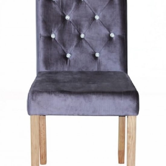 Pontfaen Dining Chair In Silver Velvet And Diamante in A Pair_3