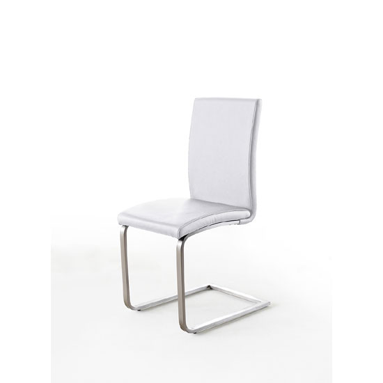 Pauline White Faux Leather Dining Chair With Chrome Legs Furniture in