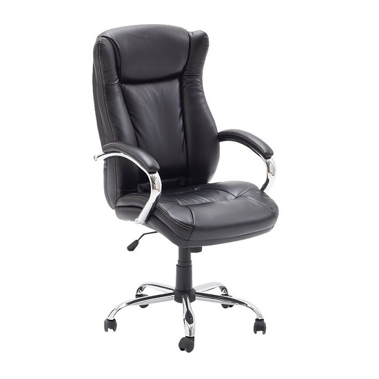 Read more about Epsom home office chair in black faux leather with armrests