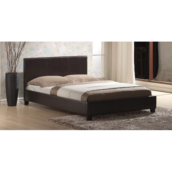 Promo Faux Leather Double Bed in Brown Furniture in Fashion