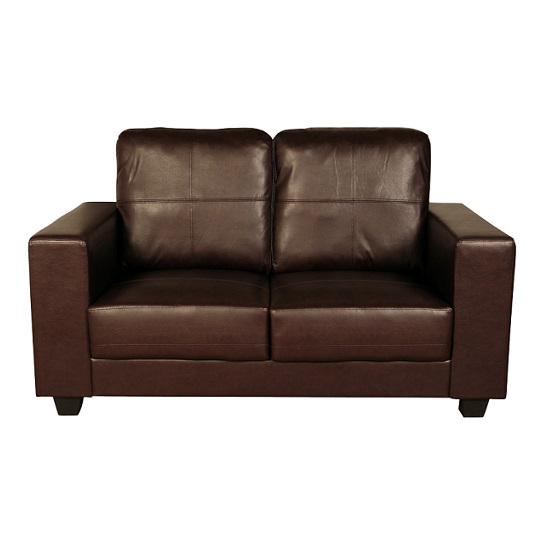 Product photograph of Queensland 2 Seater Sofa In Brown Faux Leather from Furniture in Fashion