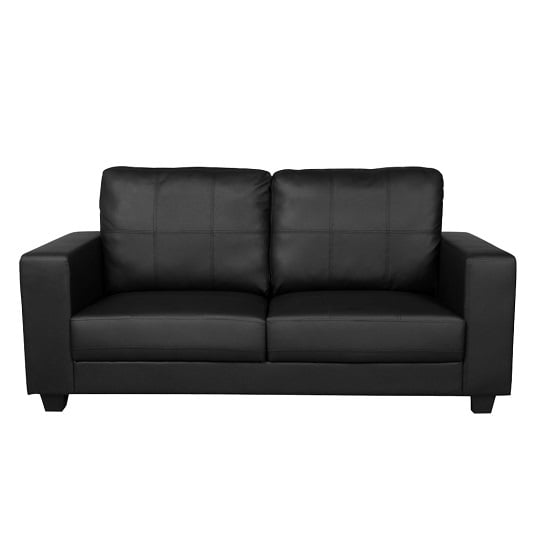 Queensland 3 Seater Sofa In Black Faux Leather FiF