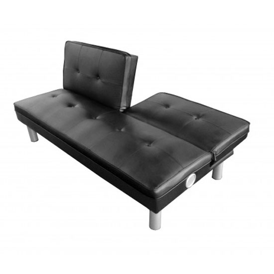 Fabia Black Faux Leather Sofa Bed Furniture in Fashion