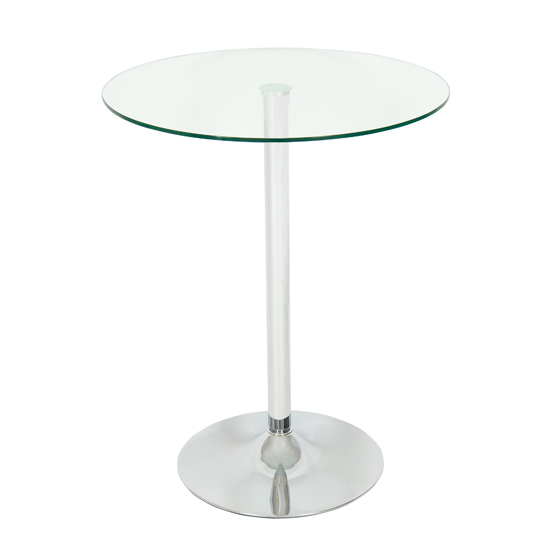 Roma Bar Table Round In Clear Glass With Chrome Base 16098