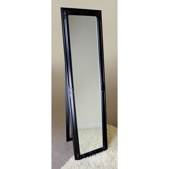 Product photograph of Rocco Cheval Floral Black Frame Freestanding Mirror from Furniture in Fashion