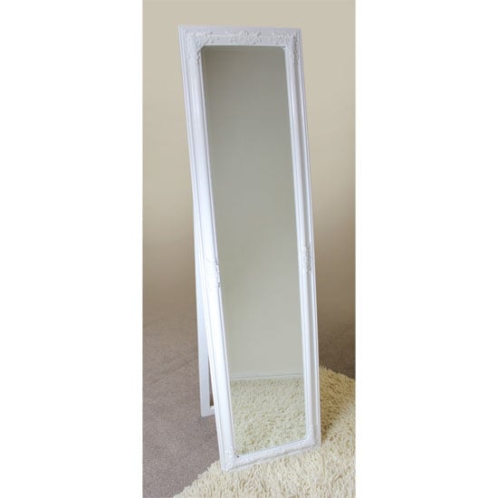 Product photograph of Rocco Cheval Floral White Frame Freestanding Mirror from Furniture in Fashion