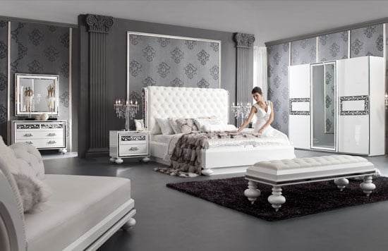 Romantic1 King Size Bed In Wooden White