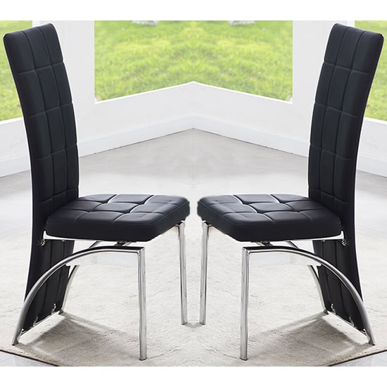 Ravenna Black Faux Leather Dining Chairs In Pair