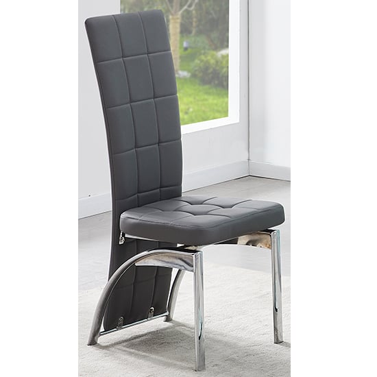 Photo of Ravenna faux leather dining chair in grey with chrome legs