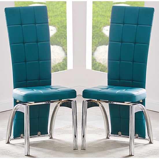 Ravenna Teal Faux Leather Dining Chairs In Pair