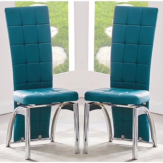 Read more about Ravenna teal faux leather dining chairs in pair