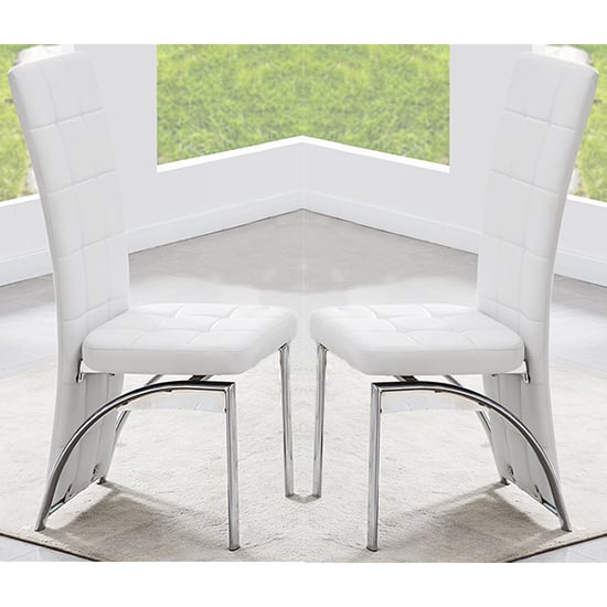 Ravenna White Faux Leather Dining Chairs In Pair