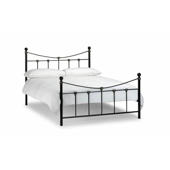 Photo of Ranae 135cm metal bed in satin black with antique gold highlights