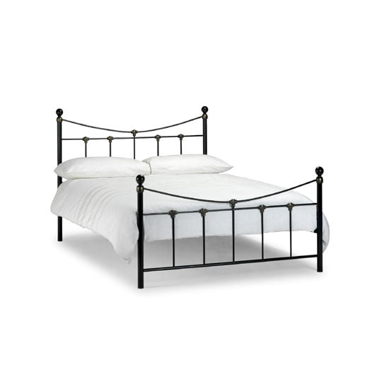 Rigny 90cm Metal Bed In Satin Black With Antique Gold