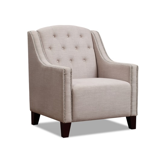Wilton Armchair In Beige Fabric With Dark Wooden Legs Furniture in