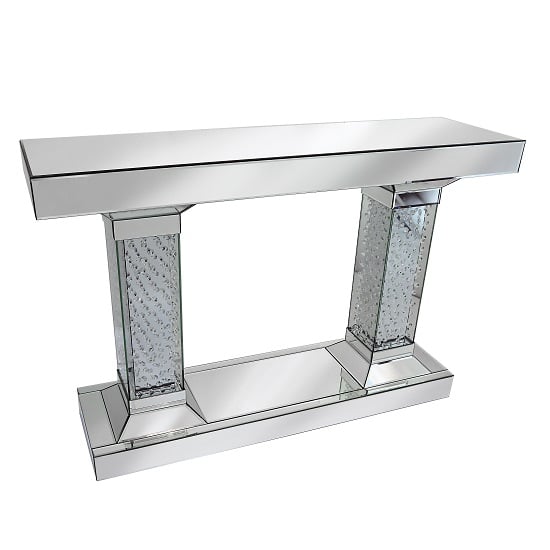 Photo of Rosalie pedestals console table in mirrored silver with crystals