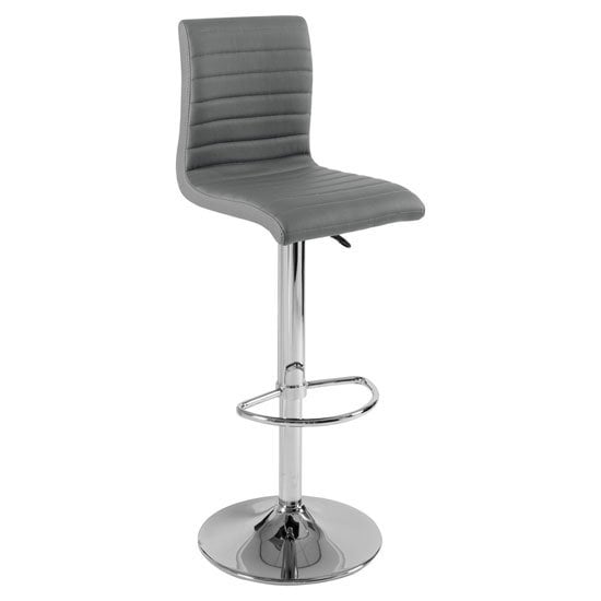 Photo of Ripple faux leather bar stool in grey with chrome base