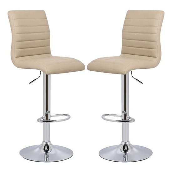 Product photograph of Ripple Stone Faux Leather Bar Stools With Chrome Base In Pair from Furniture in Fashion