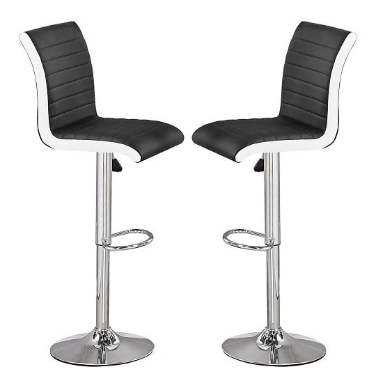 Product photograph of Ritz Black And White Faux Leather Bar Stools In Pair from Furniture in Fashion