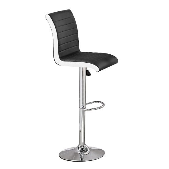 Photo of Ritz faux leather bar stool in black and white with chrome base