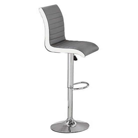 Read more about Ritz faux leather bar stool in grey and white with chrome base