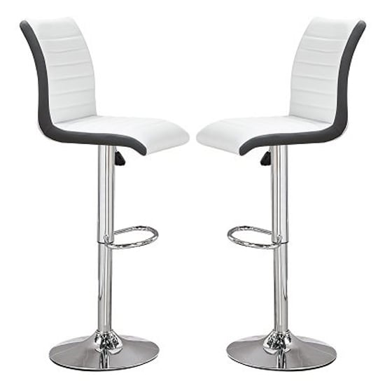 Ritz White And Black Faux Leather Bar Stools In Pair_1