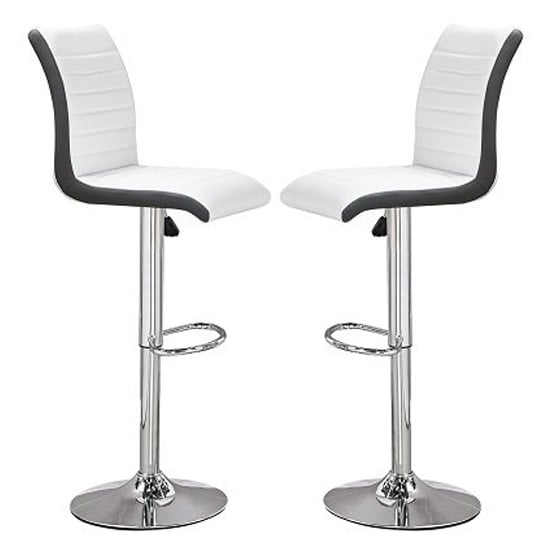 Ritz White And Black Faux Leather Bar Stools In Pair