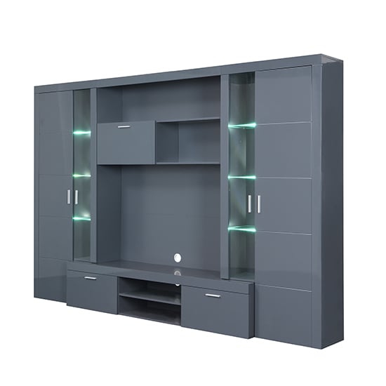 Roma Entertainment Unit Grey With High Gloss Fronts And LED_3